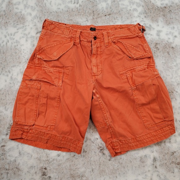 POLO RALPH LAUREN ORANGE MILITARY ISSUE PARATROOPER CARGO SHORTS Size 32